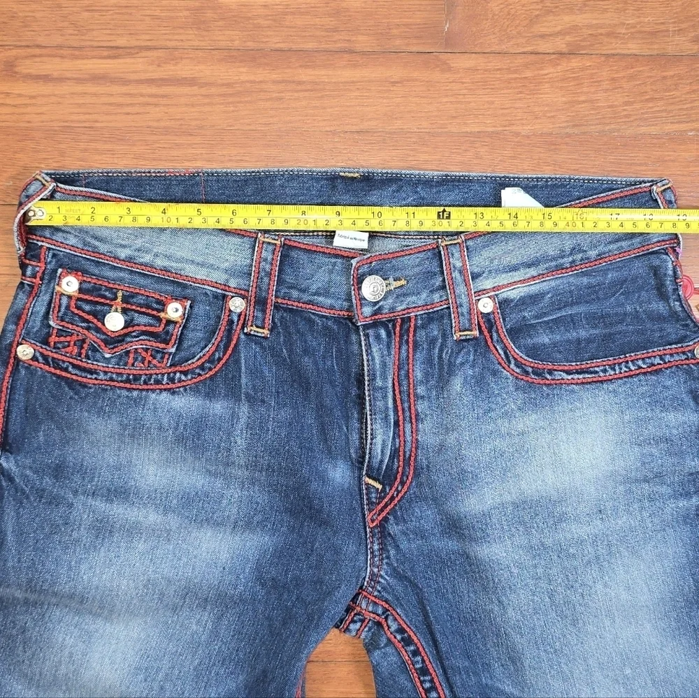 True Religion Ricky Exposed Red Chainstitch Straight Flap Jeans Men's Sz. 36